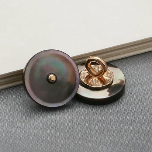 10 Stück schwarze Muschel, natürliche Muschelknöpfe, Perlmutt, runde Metallknöpfe zum Selbermachen, für Hemden, Kleidung, Mäntel, Nähzubehör, 04–12,5 mm von LNHBZ