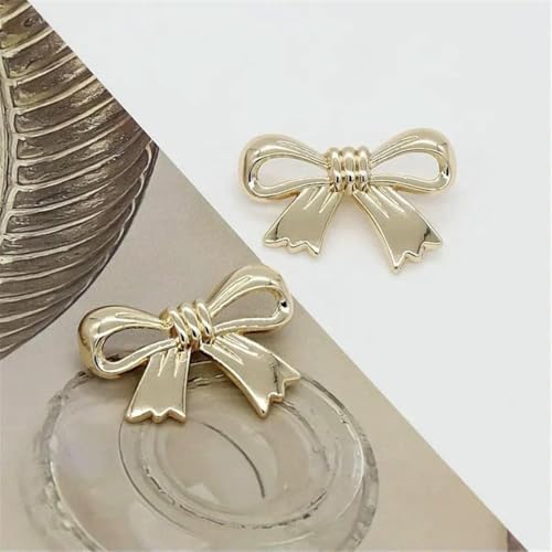 10 goldene schleifenförmige Metallknöpfe, Nähzubehör für Kleidungsknöpfe, geeignet zum Stricken von Pullovern, Kleidern, Hemden-Gold-1,5 cm-0,59 Zoll-10 Stück von LNHBZ