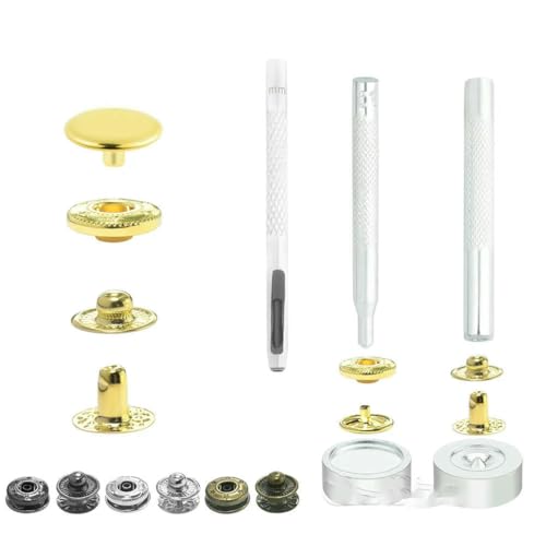 10 mm 12 mm 15 mm Metall-Druckknöpfe, Druckknöpfe für Lederhandwerk, Kleidung, Nähzubehör, Installateur-Zangenwerkzeug, 12 Sets – 48 Sets, gemischte Farben, 15 mm von LNHBZ