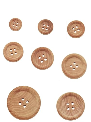 10 & 30 Stück Naturfarbene runde Paspelknöpfe mit Kamelienholzmaserung, 10–30 mm, Nähzubehör, Kleidung, 4-Loch-Knopf, KNOPF MT90, Durchmesser 10 mm, 30 Stück von LNHBZ