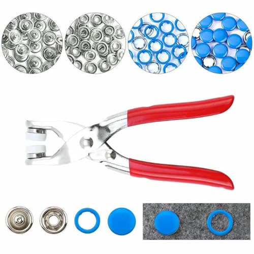 100/200 Sets Druckknopf-Set, Metall-Druckknopfringe mit Verschlusszange, Presswerkzeug-Set zum Nähen von Kleidung, 10 Farben, 20 Set blau x Zange von LNHBZ