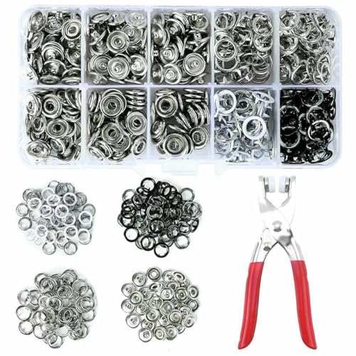 100/200 Sets Druckknopf-Set, Metall-Druckknopfringe mit Verschlusszange, Presswerkzeug-Set zum Nähen von Kleidung, 10 Farben, A, 100er-Set, 400 Stück 100/200 Sets Druckknopf-Set, Metall-Druckknopfringe mit Verschlusszange, Presswerkzeug-Set zum Nähen von Kleidung, 10 Farben, A, 100er-Set, 400 Stück von LNHBZ