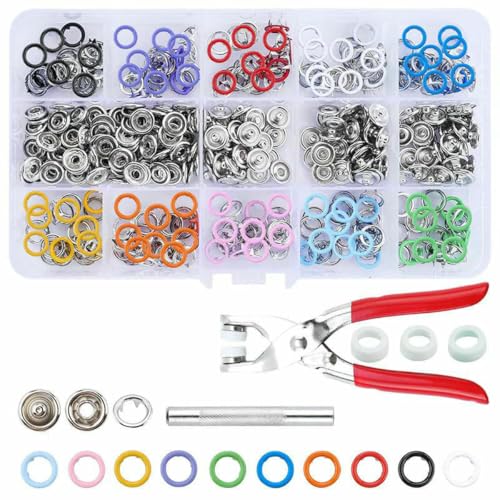 100/200 Sets Druckknopf-Set, Metall-Druckknopfringe mit Verschlusszange, Presswerkzeug-Set zum Nähen von Kleidung, 10 Farben, B, 100Set x Werkzeuge 100/200 Sets Druckknopf-Set, Metall-Druckknopfringe mit Verschlusszange, Presswerkzeug-Set zum Nähen von Kleidung, 10 Farben, B, 100Set x Werkzeuge von LNHBZ
