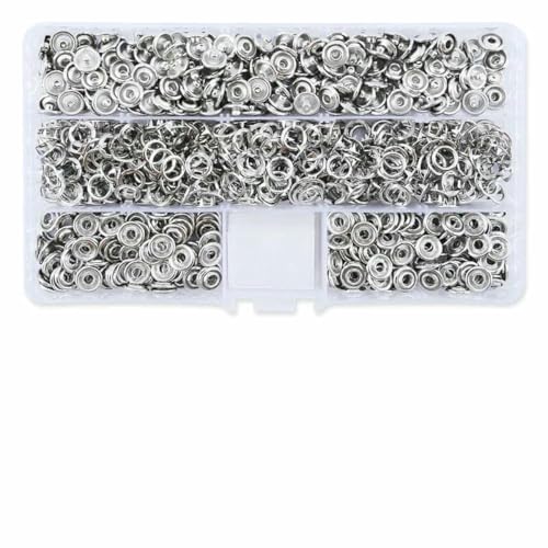 100/200 Sets Druckknopf-Set, Metall-Druckknopfringe mit Verschlusszange, Presswerkzeug-Set zum Nähen von Kleidung, 10 Farben, F, 200 Set, 800 Stück von LNHBZ
