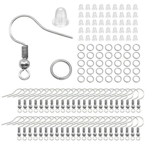100/300 Stück/Los Hypoallergenes Ohrringhaken-Set, farblich gemischte Ohrhaken, Angelhaken, offene Biegeringe, Ohrstöpsel für die DIY-Schmuckherstellung, Rhodium, 300 Stück 100/300 Stück/Los Hypoallergenes Ohrringhaken-Set, farblich gemischte Ohrhaken, Angelhaken, offene Biegeringe, Ohrstöpsel für die DIY-Schmuckherstellung, Rhodium, 300 Stück von LNHBZ