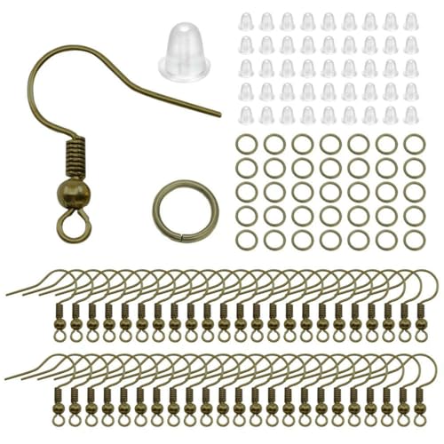 100/300 Stück/Los Hypoallergenes Ohrringhaken-Set, gemischte Farben, Ohrhaken, Angelhaken, offene Biegeringe, Ohrstöpsel für die DIY-Schmuckherstellung, Bronze, 300 Stück 100/300 Stück/Los Hypoallergenes Ohrringhaken-Set, gemischte Farben, Ohrhaken, Angelhaken, offene Biegeringe, Ohrstöpsel für die DIY-Schmuckherstellung, Bronze, 300 Stück von LNHBZ
