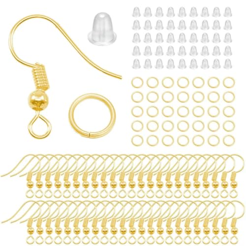 100/300 Stück/Los Hypoallergenes Ohrringhaken-Set, gemischte Farben, Ohrhaken, Angelhaken, offene Biegeringe, Ohrstöpsel für die DIY-Schmuckherstellung, Gold, 300 Stück 100/300 Stück/Los Hypoallergenes Ohrringhaken-Set, gemischte Farben, Ohrhaken, Angelhaken, offene Biegeringe, Ohrstöpsel für die DIY-Schmuckherstellung, Gold, 300 Stück von LNHBZ