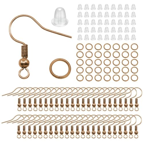100/300 Stück/Los Hypoallergenes Ohrringhaken-Set, gemischte Farben, Ohrhaken, Angelhaken, offene Biegeringe, Ohrstöpsel für die DIY-Schmuckherstellung, Rotkupfer, 300 Stück 100/300 Stück/Los Hypoallergenes Ohrringhaken-Set, gemischte Farben, Ohrhaken, Angelhaken, offene Biegeringe, Ohrstöpsel für die DIY-Schmuckherstellung, Rotkupfer, 300 Stück von LNHBZ