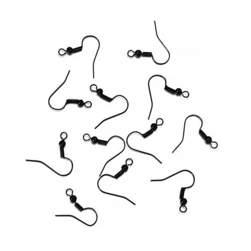 100/300 Stück/Los Hypoallergenes Ohrringhaken-Set, gemischte Farben, Ohrhaken, Angelhaken, offene Biegeringe, Ohrstöpsel für die DIY-Schmuckherstellung, Schwarz, 100 Stück von LNHBZ