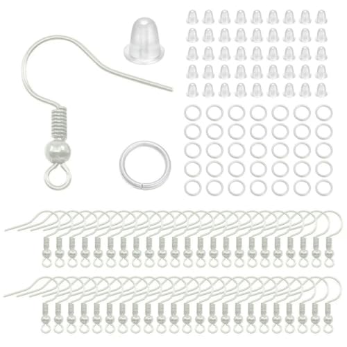 100/300 Stück/Los Hypoallergenes Ohrringhaken-Set, gemischte Farben, Ohrhaken, Angelhaken, offene Biegeringe, Ohrstöpsel für die DIY-Schmuckherstellung, Silber, 300 Stück 100/300 Stück/Los Hypoallergenes Ohrringhaken-Set, gemischte Farben, Ohrhaken, Angelhaken, offene Biegeringe, Ohrstöpsel für die DIY-Schmuckherstellung, Silber, 300 Stück von LNHBZ