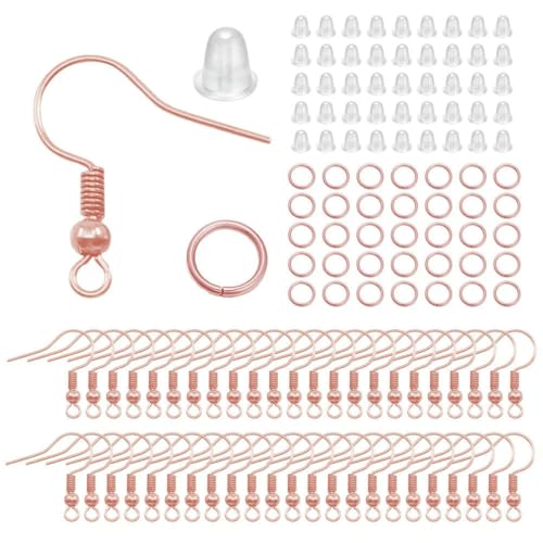 100/300 Stück/Los Hypoallergenes Ohrringhaken-Set, gemischte Farben, Ohrhaken, Fischhaken, offene Biegeringe, Ohrstöpsel für die DIY-Schmuckherstellung, Roségold, 300 Stück 100/300 Stück/Los Hypoallergenes Ohrringhaken-Set, gemischte Farben, Ohrhaken, Fischhaken, offene Biegeringe, Ohrstöpsel für die DIY-Schmuckherstellung, Roségold, 300 Stück von LNHBZ
