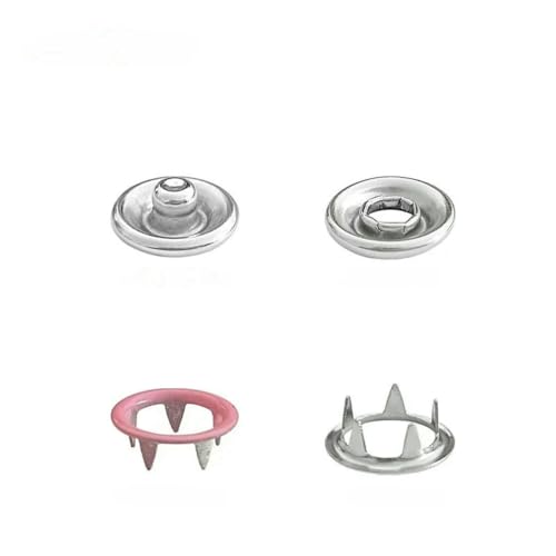 100/50er-Set, 9,5 mm, Metall-Druckknopf, Druckknopfring, Nieten, Befestigungselemente für DIY-Kleidung, Taschen, Nähen, Bastelzubehör, Pink, 50er-Set von LNHBZ
