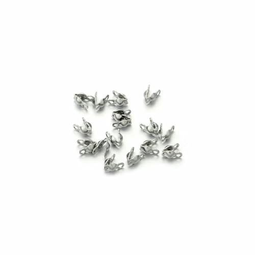 100–200 Stück Verbinderverschluss, 4 x 7 mm, Kugelkette, Kalotte, Endcrimps, Perlen, Verbinderkomponenten für DIY-Schmuckherstellung, Zubehör, Edelstahl, 1–200 Stück von LNHBZ