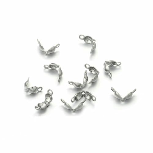 100–200 Stück Verbinderverschluss, 4 x 7 mm, Kugelkette, Kalotte, Endcrimps, Perlen, Verbinderkomponenten für DIY-Schmuckherstellung, Zubehör, Edelstahl, 2–100 Stück von LNHBZ