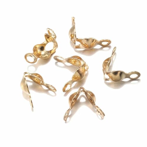 100–200 Stück Verbinderverschluss, 4 x 7 mm, Kugelkette, Kalotte, Endcrimps, Perlen, Verbinderkomponenten für die DIY-Schmuckherstellung, Zubehör, KC Gold, 200 Stück von LNHBZ