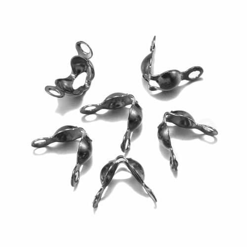 100–200 Stück Verbinderverschluss 4 x 7 mm Kugelkette Kalotte Endcrimps Perlen Verbinderkomponenten für DIY-Schmuckherstellung Zubehör-GunBlack-100 Stück von LNHBZ