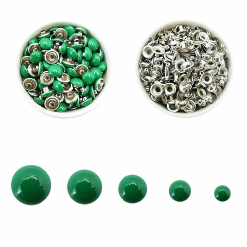 100 Sets Kuppelkappennieten, 14 Farben, Metallnieten, runde Nieten für Lederhandwerk, Taschen, Gürtel, Kleidung, Kleidungsstücke, Schuhe, Kragenteile, 02 Grün, 7 mm 100 Sets Kuppelkappennieten, 14 Farben, Metallnieten, runde Nieten für Lederhandwerk, Taschen, Gürtel, Kleidung, Kleidungsstücke, Schuhe, Kragenteile, 02 Grün, 7 mm von LNHBZ