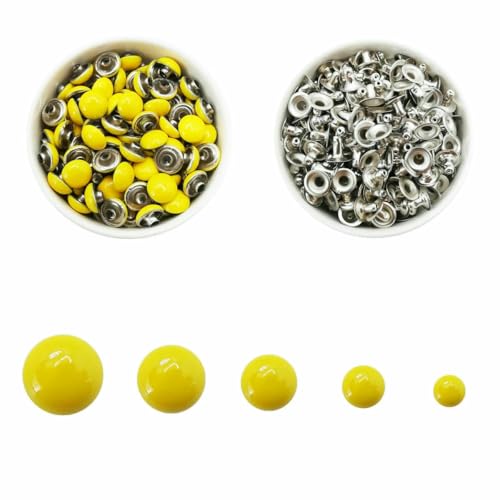 100 Sets Kuppelkappennieten, 14 Farben, Metallnieten, runde Nieten für Lederhandwerk, Taschen, Gürtel, Kleidung, Kleidungsstücke, Schuhe, Kragenteile, 04 Gelb, 7 mm 100 Sets Kuppelkappennieten, 14 Farben, Metallnieten, runde Nieten für Lederhandwerk, Taschen, Gürtel, Kleidung, Kleidungsstücke, Schuhe, Kragenteile, 04 Gelb, 7 mm von LNHBZ