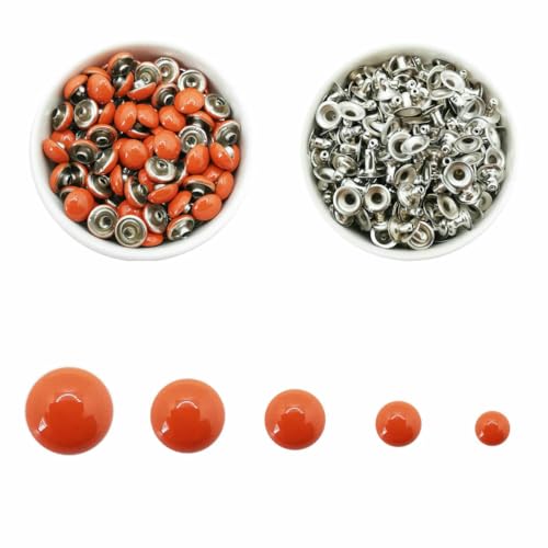 100 Sets Kuppelkappennieten, 14 Farben, Metallnieten, runde Nieten für Lederhandwerk, Taschen, Gürtel, Kleidung, Kleidungsstücke, Schuhe, Kragenteile, 14 Orange, 9 mm 100 Sets Kuppelkappennieten, 14 Farben, Metallnieten, runde Nieten für Lederhandwerk, Taschen, Gürtel, Kleidung, Kleidungsstücke, Schuhe, Kragenteile, 14 Orange, 9 mm von LNHBZ