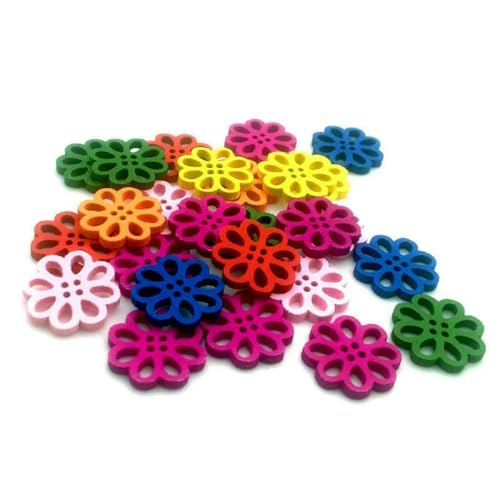 100 Stück Cute4Holes Gemischte Holzknöpfe Kinderbekleidung Nähzubehör Mehrfarbige Blumenform Mix Form DIY Scrapbooking SC203-100PCS-20mm von LNHBZ