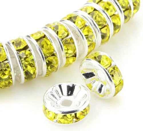 100 Stück Rondelle-Abstandsperlen für die DIY-Schmuckherstellung, Strass-Abstandsperlen, Kristallperlen-Abstandshalter für die Schmuckherstellung, Armbänder, gelb, 10 mm 100 Stück Rondelle-Abstandsperlen für die DIY-Schmuckherstellung, Strass-Abstandsperlen, Kristallperlen-Abstandshalter für die Schmuckherstellung, Armbänder, gelb, 10 mm von LNHBZ