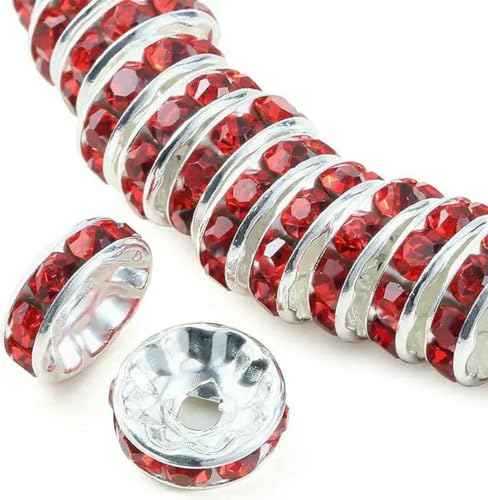 100 Stück Rondelle-Abstandsperlen für die DIY-Schmuckherstellung, Strass-Abstandsperlen, Kristallperlen-Abstandshalter für die Schmuckherstellung, Armbänder, rot, 8 mm 100 Stück Rondelle-Abstandsperlen für die DIY-Schmuckherstellung, Strass-Abstandsperlen, Kristallperlen-Abstandshalter für die Schmuckherstellung, Armbänder, rot, 8 mm von LNHBZ