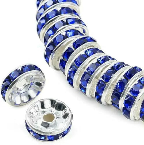 100 Stück Rondelle-Abstandsperlen zur DIY-Schmuckherstellung, Strass-Abstandsperlen, Kristallperlen-Abstandshalter zur Schmuckherstellung, Armbänder, blau, 6 mm 100 Stück Rondelle-Abstandsperlen zur DIY-Schmuckherstellung, Strass-Abstandsperlen, Kristallperlen-Abstandshalter zur Schmuckherstellung, Armbänder, blau, 6 mm von LNHBZ