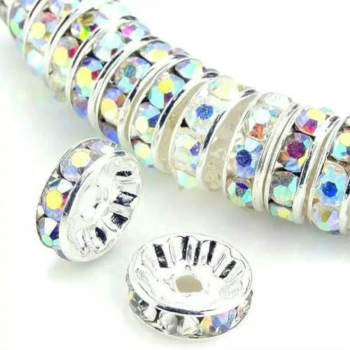 100 Stück Rondelle-Abstandsperlen zur DIY-Schmuckherstellung, Strass-Abstandsperlen, Kristallperlen-Abstandshalter zur Schmuckherstellung, Armband-AB-Farbe-8mm 100 Stück Rondelle-Abstandsperlen zur DIY-Schmuckherstellung, Strass-Abstandsperlen, Kristallperlen-Abstandshalter zur Schmuckherstellung, Armband-AB-Farbe-8mm von LNHBZ