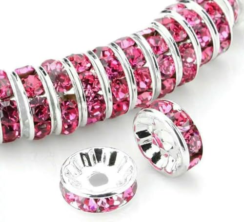100 Stück Rondelle-Abstandsperlen zur DIY-Schmuckherstellung, Strass-Abstandsperlen, Kristallperlen-Abstandshalter zur Schmuckherstellung, Armband-Rosa-8 mm 100 Stück Rondelle-Abstandsperlen zur DIY-Schmuckherstellung, Strass-Abstandsperlen, Kristallperlen-Abstandshalter zur Schmuckherstellung, Armband-Rosa-8 mm von LNHBZ