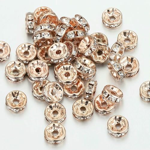 100 Stück Rondelle-Abstandsperlen zur DIY-Schmuckherstellung, Strass-Abstandsperlen, Kristallperlen-Abstandshalter zur Schmuckherstellung, Armband-Roségold-10 mm 100 Stück Rondelle-Abstandsperlen zur DIY-Schmuckherstellung, Strass-Abstandsperlen, Kristallperlen-Abstandshalter zur Schmuckherstellung, Armband-Roségold-10 mm von LNHBZ
