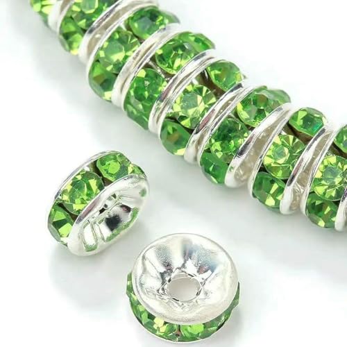 100 Stück Rondelle-Abstandsperlen zur DIY-Schmuckherstellung, Strass-Abstandsperlen, Kristallperlen-Abstandshalter zur Schmuckherstellung, Armband-grün-10mm 100 Stück Rondelle-Abstandsperlen zur DIY-Schmuckherstellung, Strass-Abstandsperlen, Kristallperlen-Abstandshalter zur Schmuckherstellung, Armband-grün-10mm von LNHBZ