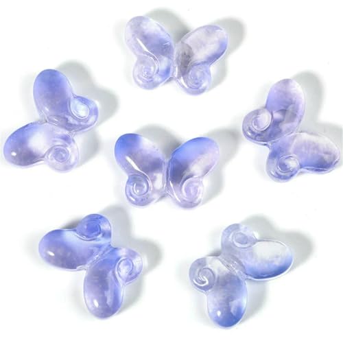 100 Stück allmählich gefärbte süße Schmetterlings-Glas-Abstandshalterperlen für Halsketten, Armbänder, DIY-Schmuckherstellung, Girl-lan-14 x 14,5 mm von LNHBZ