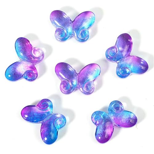 100 Stück allmählich gefärbte süße Schmetterlings-Glas-Abstandshalterperlen für Halsketten, Armbänder, DIY-Schmuckherstellung, Girl-lanzi-14 x 14,5 mm von LNHBZ