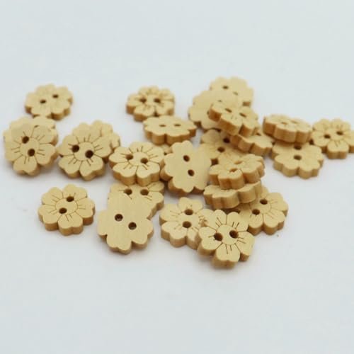 100 Stück gemischte natürliche Holzknöpfe zum Nähen, große Cartoon-Verschlüsse, für Kinder, zur Dekoration oder zum Basteln von Accessoires, Kleidung, 15 mm, Blume von LNHBZ