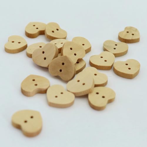 100 Stück gemischte natürliche Holzknöpfe zum Nähen, große Cartoon-Verschlüsse, für Kinder, zur Dekoration oder zum Basteln von Accessoires, Kleidung, 15 mm Herz von LNHBZ