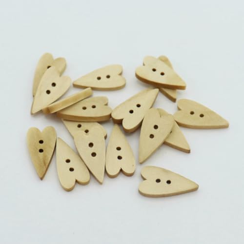 100 Stück gemischte natürliche Holzknöpfe zum Nähen, große Cartoon-Verschlüsse, für Kinder, zur Dekoration oder zum Basteln von Accessoires, Kleidung, 21 x 11 mm, Herz von LNHBZ