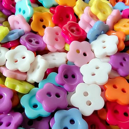 100 Stück süße Pflaumenblüten-Blumenknöpfe, Nähknöpfe, Basteln, handgefertigte Kinderknöpfe, Kinderpulloverknöpfe, mehrfarbig, 12 mm von LNHBZ
