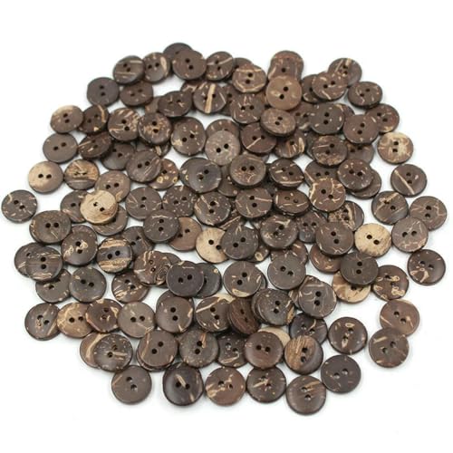 11 mm, 100 Stück, natürliche runde Kokosnussknöpfe mit 2 Löchern, Nähwerkzeuge, Zubehör, handgefertigtes Sammelalbum, Hochzeitshandwerk, DIY-Holzknopf, 11 mm von LNHBZ