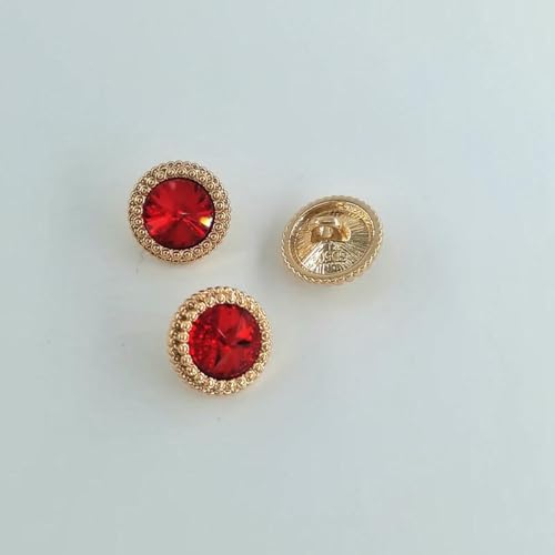 12,5/15/18/21 MM Strass-Rundknopf Modedekor Schmuck Metall Goldknöpfe für Kleidung Nähzubehör DIY-Rotgold-12,5 mm 6 Stück von LNHBZ
