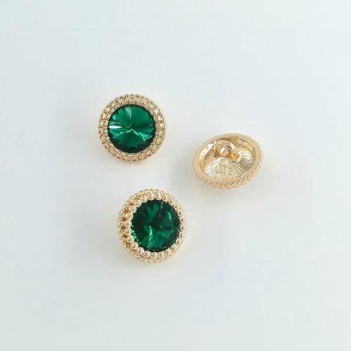 12,5/15/18/21 mm Strass-Rundknopf, modischer Dekorschmuck, Metall, Goldknöpfe für Kleidung, Nähzubehör, DIY, Grüngold, 12,5 mm, 6 Stück von LNHBZ