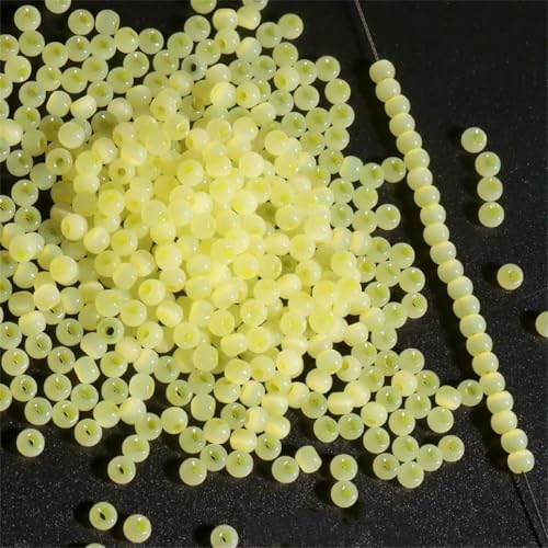 130 Stück 4,0 mm Katzenaugenperlen 6/0, glatte Jade-Imitat-Glasperlen für die Herstellung von DIY-Schmuck, Bettelarmbänder und Halsketten, Zubehör – Gelb 12 – 4,0 mm, 130 Stück von LNHBZ