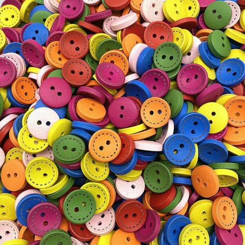 15–25 mm farbige runde Kinderknöpfe mit gepunkteten Holzlinien, handgefertigt, Scrapbooking für Hochzeitsdekor, Nähzubehör-08–15 mm (30 Stück) von LNHBZ