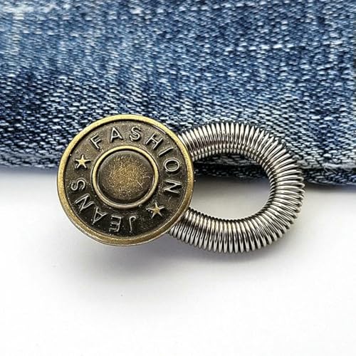 2/5 Stück flexible Hosen-Taillenverlängerungsknöpfe für Hosen, Jeans, verstellbare, einziehbare elastische Federknöpfe, Taillenverlängerungsset, Nr. 01, 17 mm, 2 Stück von LNHBZ
