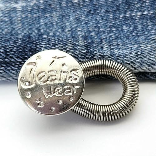 2/5 Stück flexible Hosen-Taillenverlängerungsknöpfe für Hosen, Jeans, verstellbare, einziehbare elastische Federknöpfe, Taillenverlängerungsset, Nr. 08, 17 mm, 2 Stück von LNHBZ