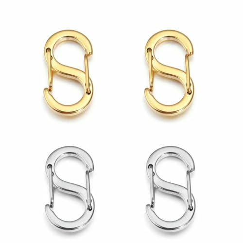 2–5 Stück Edelstahl-Schnalle mit Buchstabe S, vergoldet, Karabinerverschlüsse, Haken, Verbinder, Halskette für DIY-Schmuckherstellung, Zubehör – 4 Stück, gemischte Farben – 20 x 11 mm von LNHBZ