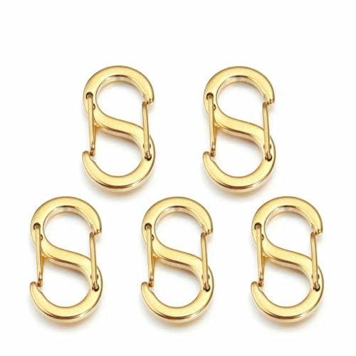 2–5 Stück Edelstahl-Schnalle mit Buchstabe S, vergoldet, Karabinerverschlüsse, Haken, Verbinder, Halskette für DIY-Schmuckherstellung, Zubehör – 5 Stück Gold – 11 x 6,5 mm von LNHBZ