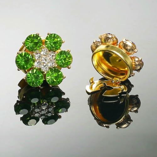 2 Stück Manschettenknöpfe Hemdknopfabdeckungen Damen Herren Knöpfe Blind Strass Blume Manschettenknopf Luxus Ärmelknopf Kleidung Accessorie-grün von LNHBZ