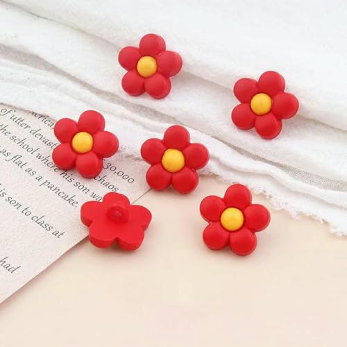 20/30/50 Stück Handnähknöpfe Kinderknöpfe Blumenbastelknöpfe für Kinderhemden, Kleider, Pullover, Dekor, Nähzubehör, Rot, Gelb, 18 mm, 50 Stück 20/30/50 Stück Handnähknöpfe Kinderknöpfe Blumenbastelknöpfe für Kinderhemden, Kleider, Pullover, Dekor, Nähzubehör, Rot, Gelb, 18 mm, 50 Stück von LNHBZ