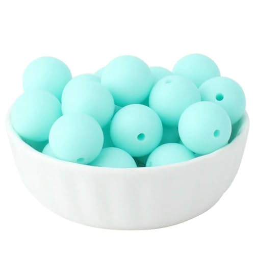 20/50/100 Stück 15 mm Perlen, runde lose Perlen für DIY-Schlüsselanhänger, Schmuckherstellung, Halskette, Armband, Perlenstift, Farbzubehör, Blaugrün, 100 Stück von LNHBZ