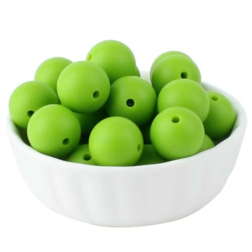 20/50/100 Stück 15 mm Perlen, runde lose Perlen für DIY-Schlüsselanhänger, Schmuckherstellung, Halskette, Armband, Perlenstift, Farbzubehör, Chartreuse, 100 Stück von LNHBZ